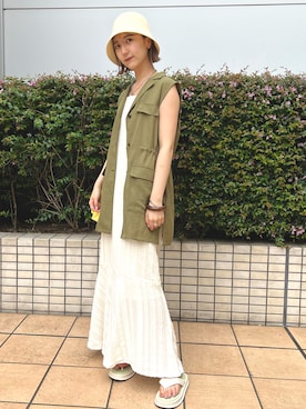 「ストライプワンピース」｜yuna.さん（レディース・159cm）の夏コーディネート
