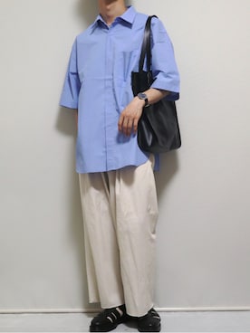 「Adoon plain（アドーンプレーン）のアイテム（バッグ）」を使った、ぴぴさん（メンズ・165cm）の夏コーディネート