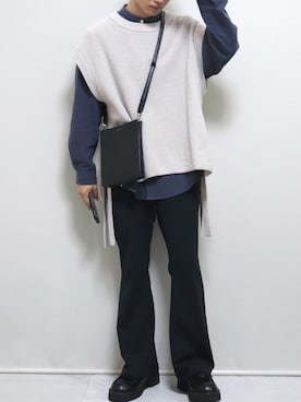「Adoon plain（アドーンプレーン）のアイテム（ベスト）」を使った、ぴぴさん（メンズ・165cm）の秋コーディネート