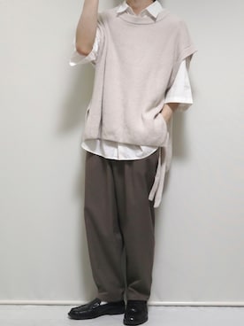 「Adoon plain（アドーンプレーン）のアイテム（ベスト）」を使った、ぴぴさん（メンズ・165cm）の夏コーディネート