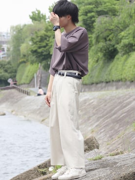「アイテム（スラックス）」を使った、ぴぴさん（メンズ・165cm・10代）の夏コーディネート