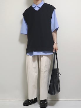 「Adoon plain（アドーンプレーン）のアイテム（バッグ）」を使った、ぴぴさん（メンズ・165cm）の夏コーディネート