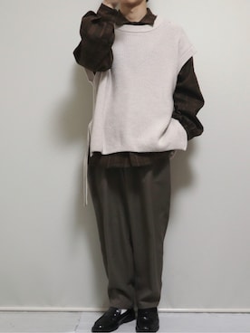 「Adoon plain（アドーンプレーン）のアイテム（ベスト）」を使った、ぴぴさん（メンズ・165cm）の冬コーディネート