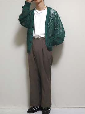 「Ellno Loset（エルノロゼット）のアイテム（カーディガン/ボレロ）」を使った、ぴぴさん（メンズ・165cm）の夏コーディネート
