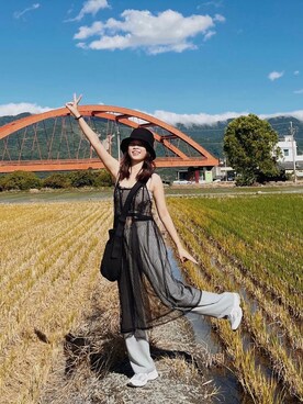 「QUEEN SHOP（クイーンショップ）のアイテム（帽子）」を使った、yixuanzhuさん（レディース・163cm）の夏コーディネート