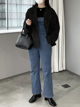 「Heather（ヘザー）のアイテム（サロペット/オーバーオール）」を使った、naoさん（レディース・160cm）の冬コーディネート