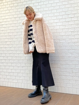 「VIS（ビス）のアイテム（ブルゾン）」を使った、yukoさん（レディース・161cm）の冬コーディネート