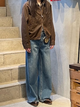 「Toironier（トワロニエ）のToironier/トワロニエ/Artificial Leather Work（ブルゾン、ブラウン系）」を使った、平岩悠人　吾亦紅さん（メンズ・176cm）の冬コーディネート