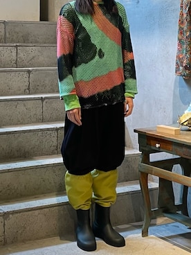 「Toironier（トワロニエ）のToironier/トワロニエ/2Tuck Wide Pants（スラックス、ブラック系）」を使った、平岩悠人　吾亦紅さん（メンズ・176cm）の夏コーディネート
