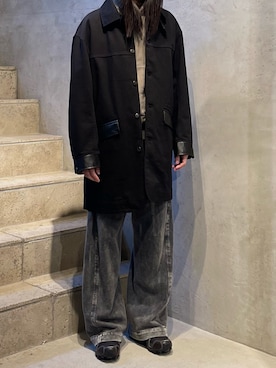 「Toironier（トワロニエ）のアイテム（ステンカラーコート）」を使った、平岩悠人　吾亦紅さん（メンズ・176cm）の秋コーディネート