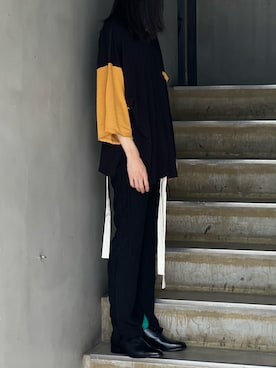 「LEH（レー）のアイテム（パンツ）」を使った、平岩悠人　吾亦紅さん（メンズ・175cm）の春コーディネート