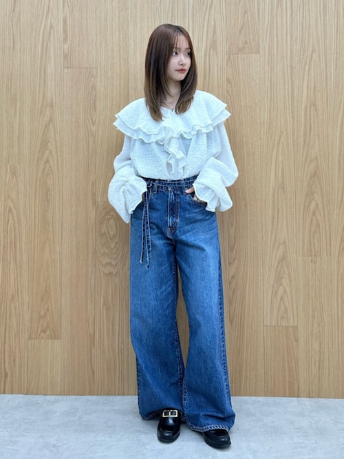 ungrid 【百田夏菜子コラボ】レースコンビルーズデニム 百田夏菜子コラボ】レースコンビルーズデニム（デニムパンツ