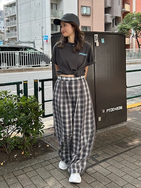 「Ungrid（アングリッド）のアイテム（アクセサリー）」を使った、小島菜緒さん（レディース・155cm）の夏コーディネート