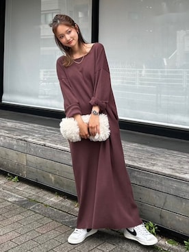 「Ungrid（アングリッド）のアイテム（ワンピース/ドレス）」を使った、小島菜緒さん（レディース・155cm）の秋コーディネート