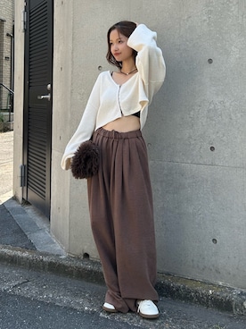 「Ungrid（アングリッド）のアイテム（アクセサリー）」を使った、小島菜緒さん（レディース・155cm）の秋コーディネート