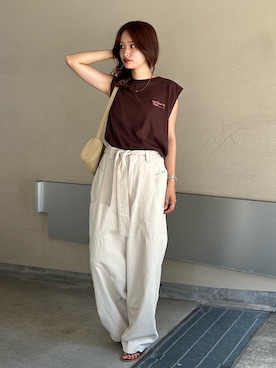 「Ungrid（アングリッド）のアイテム（アクセサリー）」を使った、小島菜緒さん（レディース・155cm）の夏コーディネート