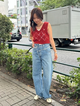 「アイテム（ワンピース/ドレス、オレンジ系）」を使った、小島菜緒さん（レディース・155cm）の夏コーディネート