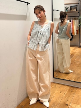 「Ungrid（アングリッド）のアイテム（シューズ）」を使った、小島菜緒さん（レディース・155cm）の春コーディネート