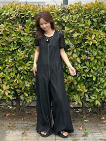 【ジュン】バックオープンデニムサロペット ジュン】バックオープンデニムサロペット ジュン】バックオープン