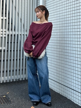 「スウェットコーデ」｜小島菜緒さん（レディース・155cm）の秋コーディネート