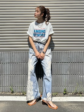 「Ungrid（アングリッド）のアイテム（シューズ）」を使った、小島菜緒さん（レディース・155cm）の春コーディネート