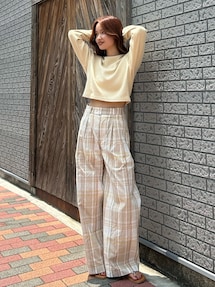 リネン混チェック柄パンツ｜アングリッド（Ungrid）アウトレット公式