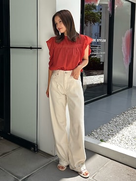 「大人シンプル」｜小島菜緒さん（レディース・155cm）の夏コーディネート