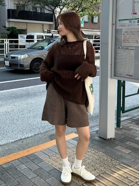 「Ungrid（アングリッド）のアイテム（アクセサリー）」を使った、小島菜緒さん（レディース・155cm）の秋コーディネート