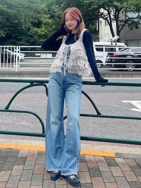 「ビスチェコーデ」｜小島菜緒さん（レディース・155cm）の秋コーディネート