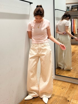 「Ungrid（アングリッド）のアイテム（シューズ）」を使った、小島菜緒さん（レディース・155cm）の春コーディネート