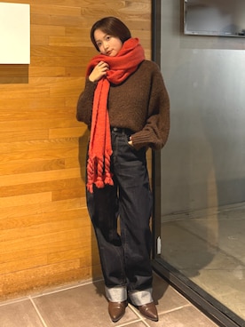 「インディゴデニム」｜小島菜緒さん（レディース・155cm）の秋コーディネート