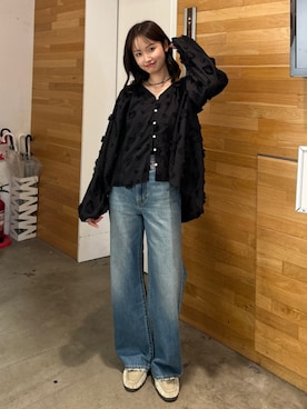 「Ungrid（アングリッド）のアイテム（アクセサリー）」を使った、小島菜緒さん（レディース・155cm）の秋コーディネート