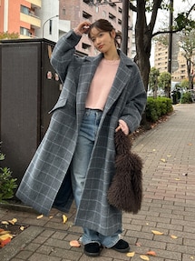 kunkun　　ルーズシルエットチェスターコート　グレー　M ロングコート ルーズシルエットチェスターコート｜アングリッド（Ungrid