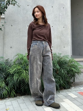 「アイテム（スリッポン）」を使った、小島菜緒さん（レディース・155cm）の夏コーディネート