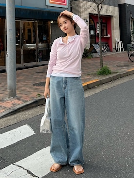 「Ungrid（アングリッド）のアイテム（シューズ）」を使った、小島菜緒さん（レディース・155cm）の春コーディネート