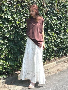「Ungrid（アングリッド）のアイテム」を使った、小島菜緒さん（レディース・155cm）の夏コーディネート