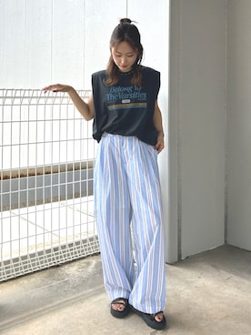 「ウエストタック」｜小島菜緒さん（レディース・155cm）の夏コーディネート