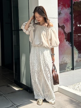 「Ungrid（アングリッド）のアイテム（アクセサリー）」を使った、小島菜緒さん（レディース・155cm）の夏コーディネート