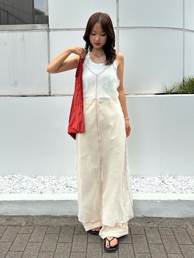 「Ungrid（アングリッド）のアイテム（アクセサリー）」を使った、小島菜緒さん（レディース・155cm）の夏コーディネート