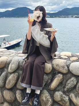 「アイテム（ファッション雑貨、ホワイト系）」を使った、kaede.さん（レディース・170cm）の秋コーディネート