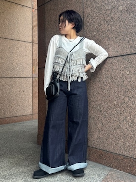 「アイテム（スリッポン）」を使った、瑞慶覧佑圭さん（レディース・152cm）の秋コーディネート