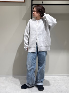 「アイテム（スリッポン）」を使った、瑞慶覧佑圭さん（レディース・152cm）の冬コーディネート