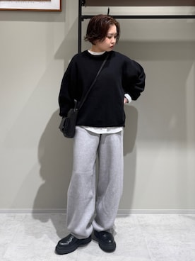 「Ungrid（アングリッド）のカシミヤ混ニットパンツ（その他パンツ）」を使った、瑞慶覧佑圭さん（レディース・152cm）の冬コーディネート