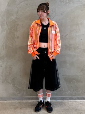 「adidas（アディダス）のアディカラー デニム ファイヤーバードショーツ / ハーフパンツ / アディダスオリジナルス adidas Originals（その他パンツ）」を使った、YTさん（レディース・163cm）の夏コーディネート