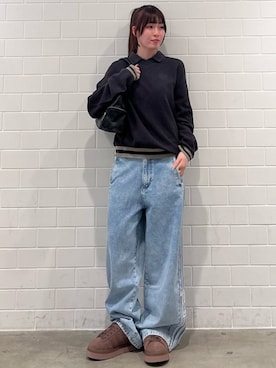 「adidas（アディダス）のアディダス オリジナルス ロング丈 ポケット付き バッグ（バッグ、ブラック系）」を使った、YTさん（レディース・163cm）の秋コーディネート