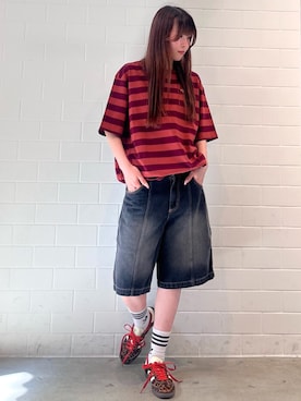 「ボーダーTシャツ」｜YTさん（レディース・163cm）の秋コーディネート