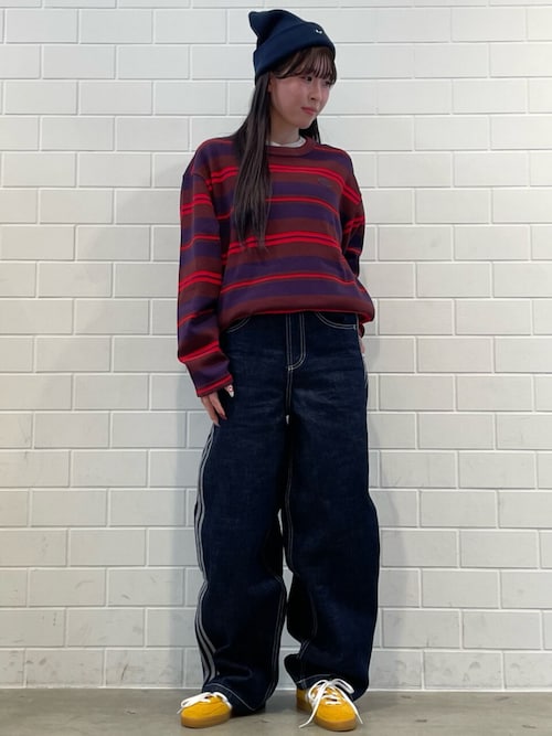 90sオルタナティブスポーツ長袖ストライプ ワッフル ティー / ロンT