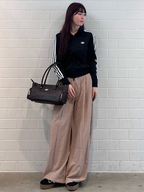 adidas（アディダス） ワイドパンツ パンツ チェック トラウザー