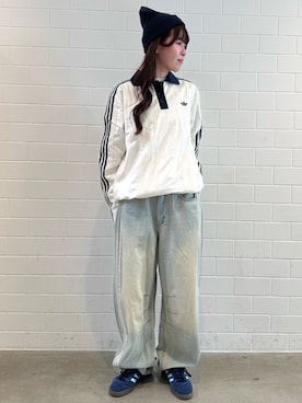 「アイテム（帽子、ブルー系）」を使った、YTさん（レディース・163cm）の秋コーディネート