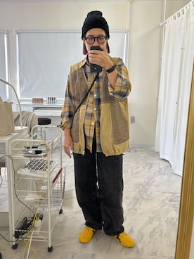 「Onitsuka Tiger（オニツカタイガー）のアイテム（イエロー系）」を使った、yu.さん（レディース・155cm）の秋コーディネート